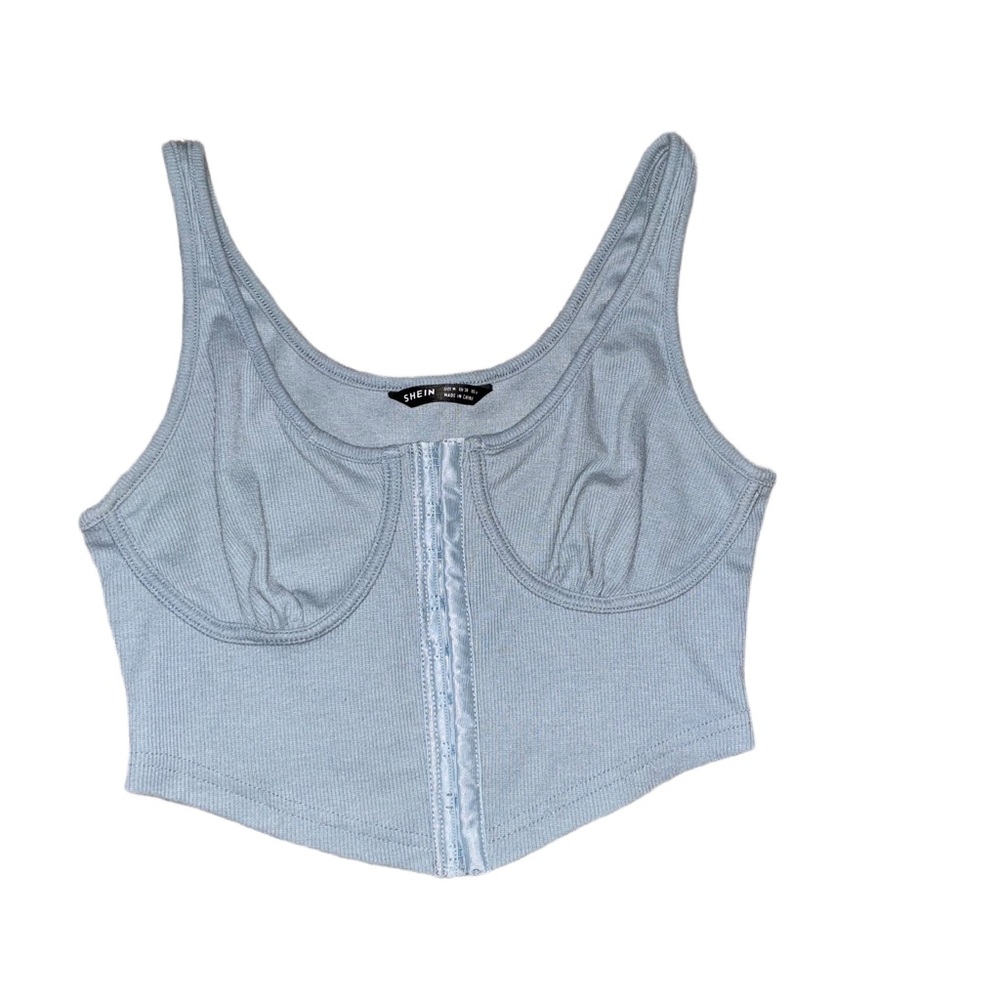 Light Blue Corset Crop Top